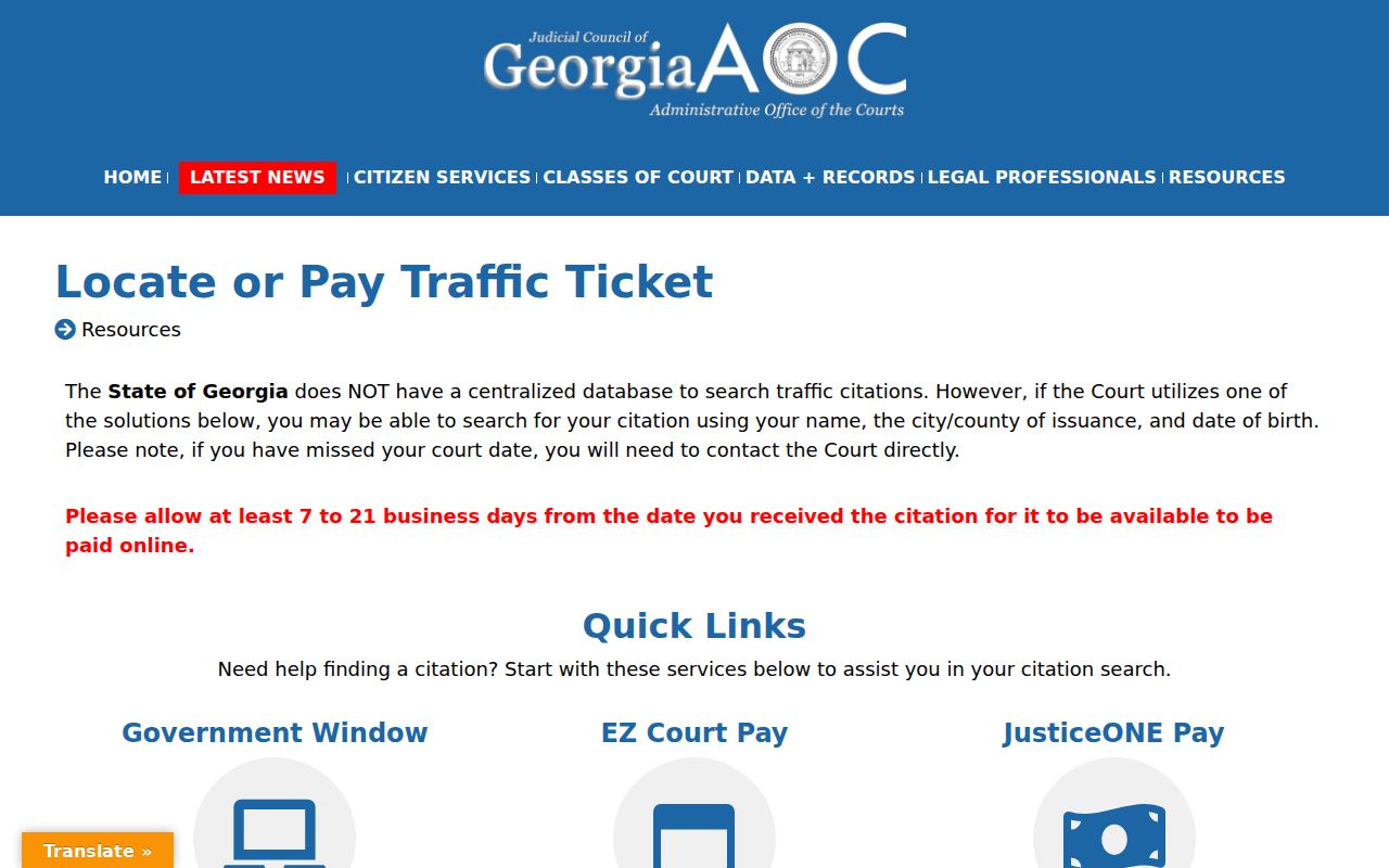 Georgia explanation for Candler County warrant and citation lookup limits